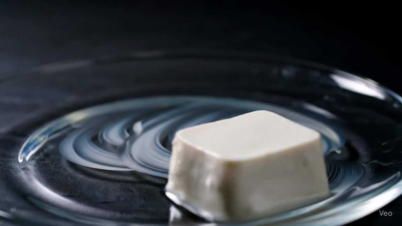 A soft block of tofu gliding across a glass plate, leaving a streak.