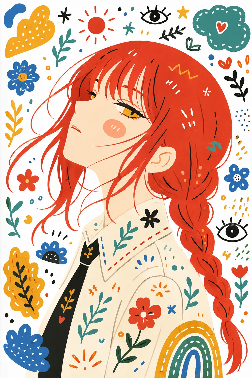 Whimsical Folk Doodle Illustration