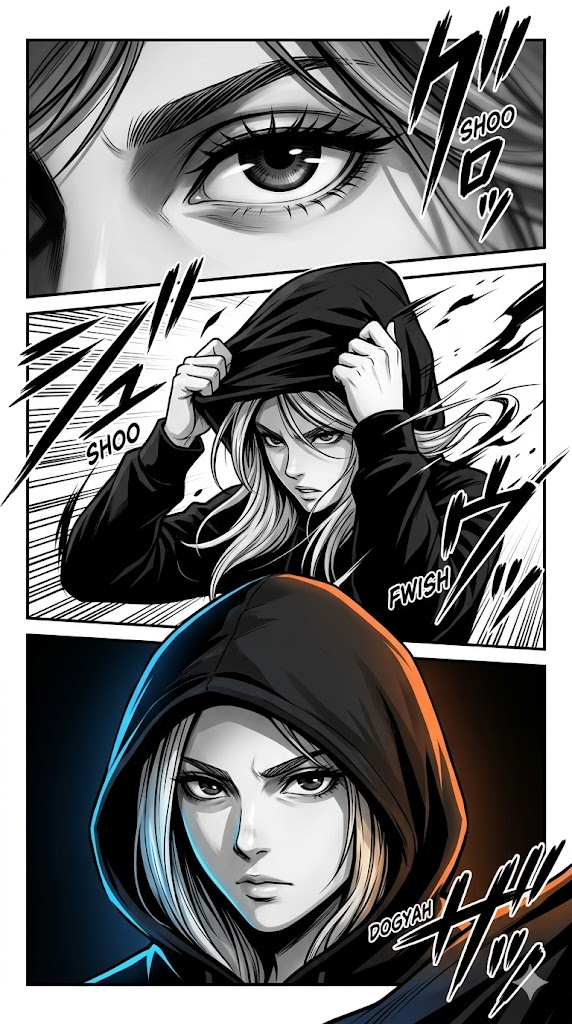 Manga Triptych Hoodie Action