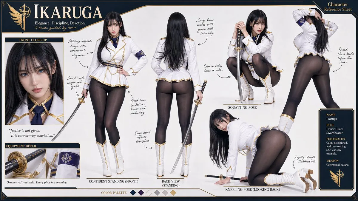 Ikaruga Multi-Pose Character Reference Sheet